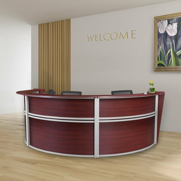 Regency Regency Marque Triple-Unit Reception Curved Desk Workstation “143.50W x 71D”- Mahogany 77293MH